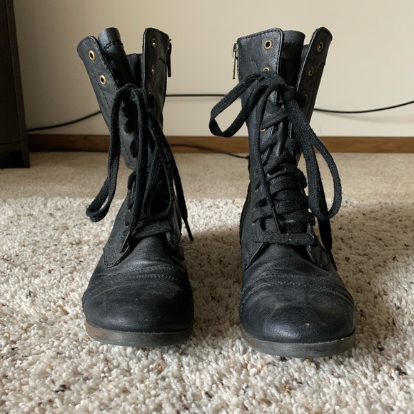 Black Combat Boots - Picture 1 of 8